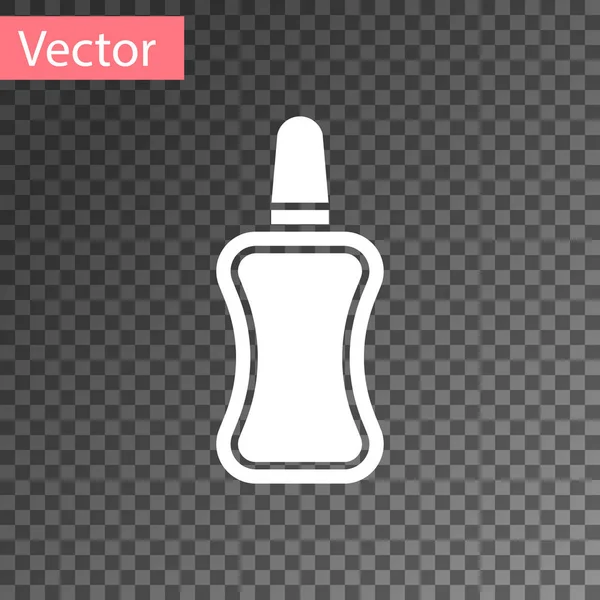 Icono de la botella de esmalte de uñas blanco aislado sobre fondo transparente. Ilustración vectorial — Archivo Imágenes Vectoriales