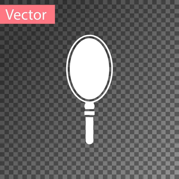 Icono de espejo de mano blanca aislado sobre fondo transparente. Ilustración vectorial — Vector de stock
