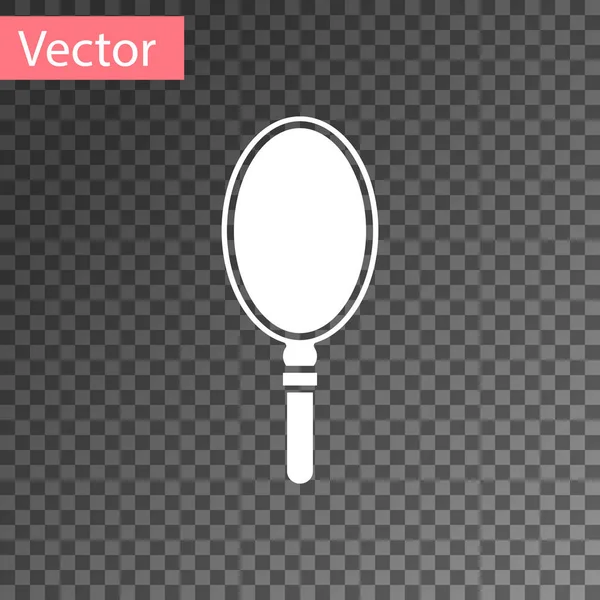 透明な背景に分離されたホワイトハンドミラーアイコン。ベクターイラスト — ストックベクタ