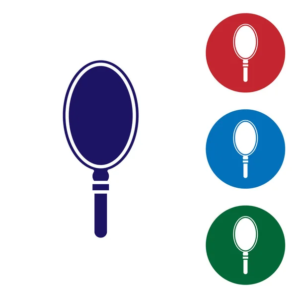 Blue Hand mirror icon isolated on white background. Set color icons in circle buttons. Vector Illustration — 스톡 벡터