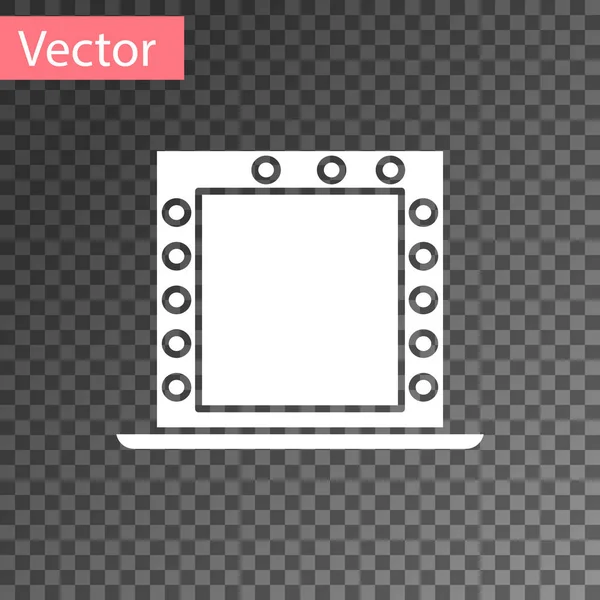 Espejo de maquillaje blanco con icono de luces aislado sobre fondo transparente. Ilustración vectorial — Archivo Imágenes Vectoriales