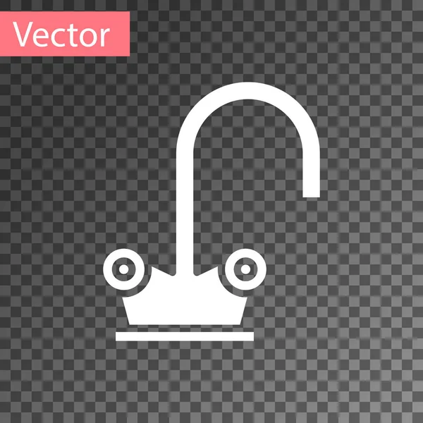 Icono de grifo de agua blanca aislado sobre fondo transparente. Ilustración vectorial — Vector de stock