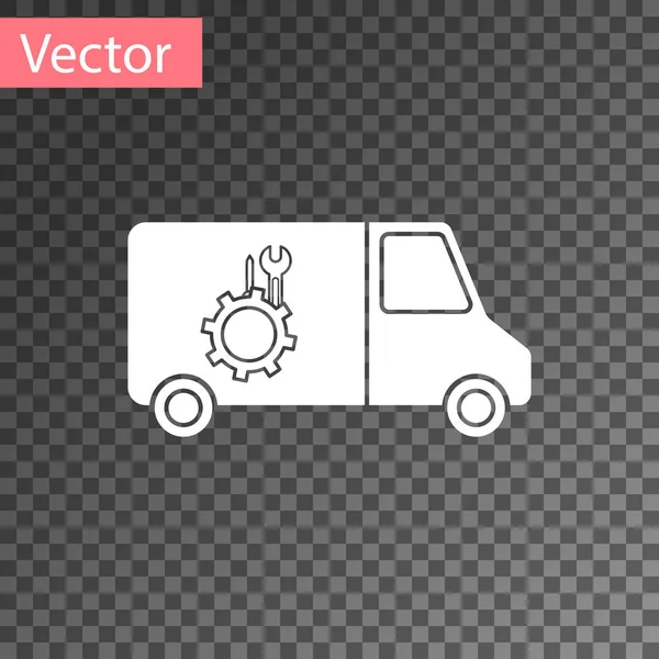 Weißes Auto-Service-Symbol isoliert auf transparentem Hintergrund. Reparaturservice Automechaniker. Wartungsschild. Vektorillustration — Stockvektor