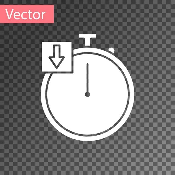 Weißes Stoppuhr-Symbol auf transparentem Hintergrund. Zeitzeichen. Chronometer. Vektorillustration — Stockvektor