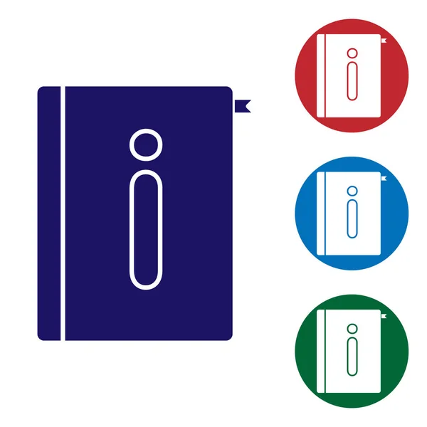 Blaues Symbol für die Bedienungsanleitung auf weißem Hintergrund. Benutzerhandbuch. Hinweisschild. vor Gebrauch lesen. Farbsymbole in Kreis-Buttons setzen. Vektorillustration — Stockvektor
