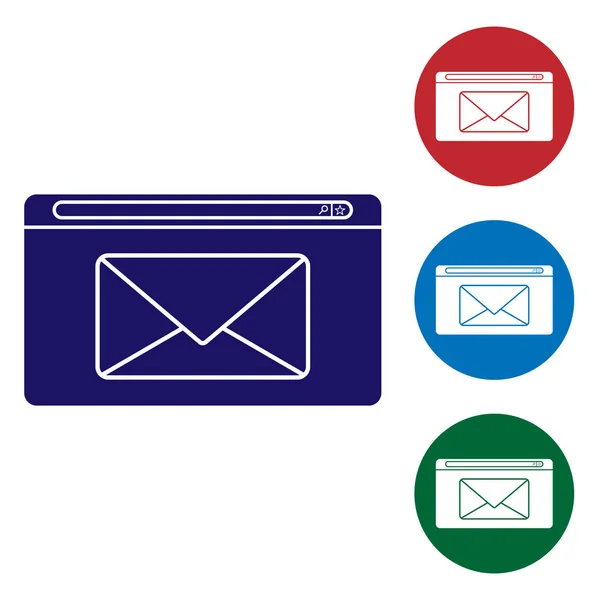 Blue Mail et e-mail icône isolée sur fond blanc. E-mail du symbole de l'enveloppe. Signe de message électronique. Définir des icônes de couleur dans les boutons cercle. Illustration vectorielle — Image vectorielle