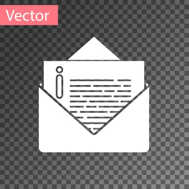 Beyaz zarf simgesi üzerinde şeffaf arka plan izole. E-posta ileti mektup simgesi. Vektör çizim