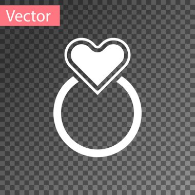 Beyaz alyans simgesi şeffaf arkaplanda izole edildi. Gelin ve damat mücevher tabelası. Evlilik sembolü. Elmas yüzük. Vektör İllüstrasyonu