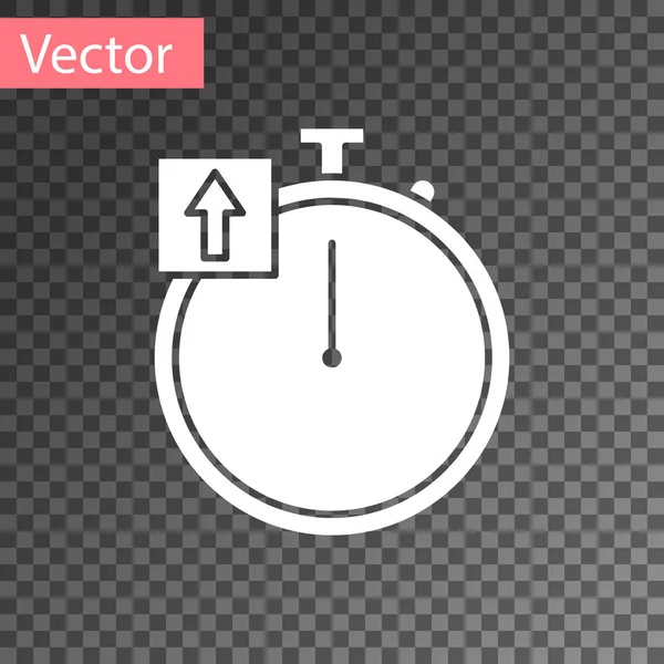 Біла піктограма секундоміра ізольована на прозорому фоні. Часовий знак таймера. Знак хронометра. Векторна ілюстрація — стоковий вектор