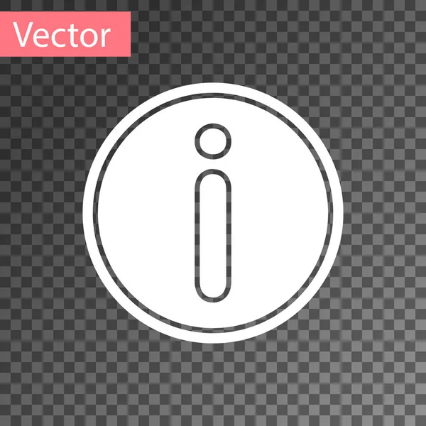 Icono de información blanca aislado sobre fondo transparente. Ilustración vectorial — Archivo Imágenes Vectoriales