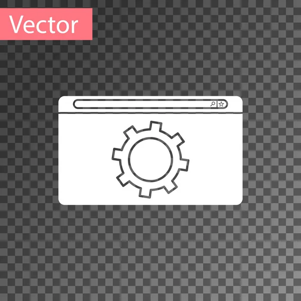 Icono de configuración blanca aislado sobre fondo transparente. Ajuste, servicio, mantenimiento, reparación, fijación. Ilustración vectorial — Vector de stock