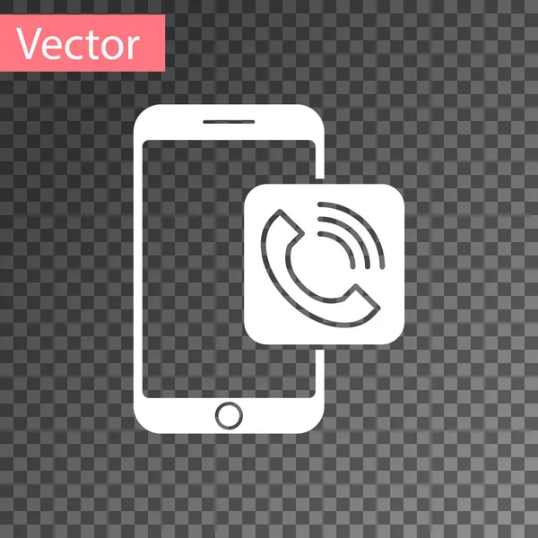 Weißes Handy-Anruflicon isoliert auf transparentem Hintergrund. Vektorillustration — Stockvektor