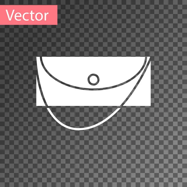 Witte Clutch bag pictogram geïsoleerd op transparante achtergrond. Vrouwenhandtas. Vector Illustratie — Stockvector