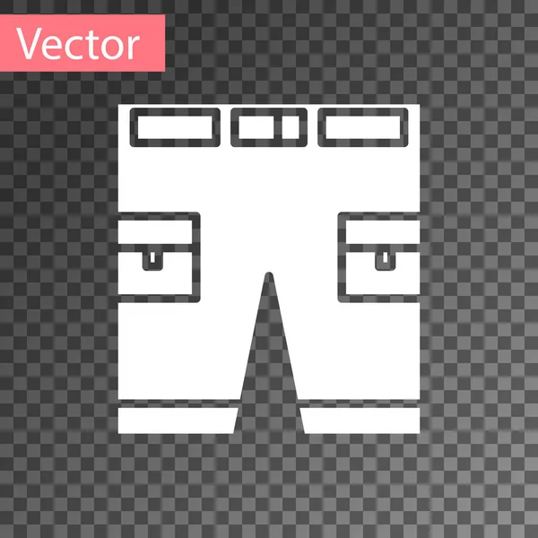 Weißes Symbol für kurze Hosen oder Hosen auf transparentem Hintergrund. Vektorillustration — Stockvektor