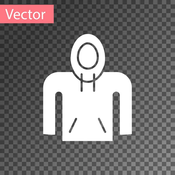 Icono blanco con capucha aislado sobre fondo transparente. Sudadera con capucha. Ilustración vectorial — Vector de stock