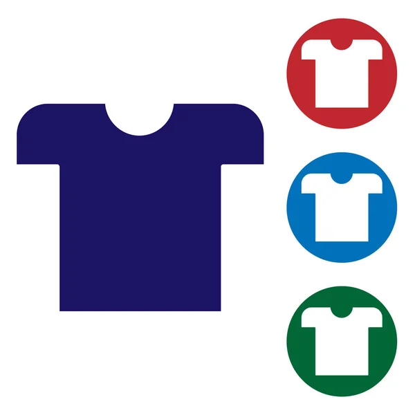 Camiseta azul icono aislado sobre fondo blanco. Establecer iconos de color en botones de círculo. Ilustración vectorial — Vector de stock