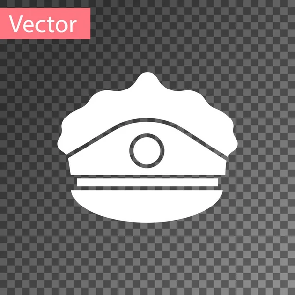 Boné de polícia branco com ícone de galinha isolado em fundo transparente. Assinatura do chapéu da polícia. Ilustração vetorial — Vetor de Stock