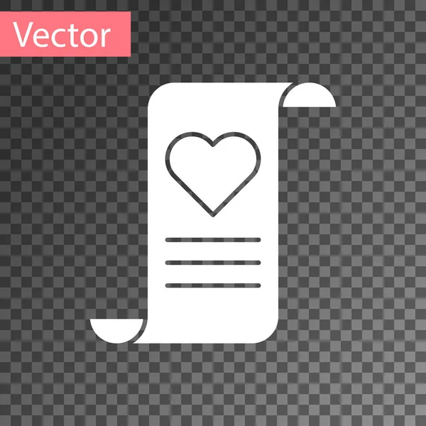 Sobres blancos con icono del corazón de San Valentín aislado sobre fondo transparente. Mensaje amor. Carta de amor y romance. Ilustración vectorial — Vector de stock