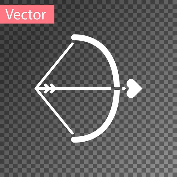 Icono de flecha y arco blanco aislado sobre fondo transparente. Símbolo Cupido. Señal de amor. Concepto de San Valentín. Ilustración vectorial — Vector de stock