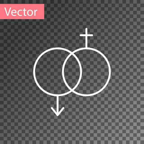 Ícone de gênero branco isolado em fundo transparente. Símbolos de homens e mulheres. Símbolo sexual. Conceito do dia dos namorados. Ilustração vetorial — Vetor de Stock