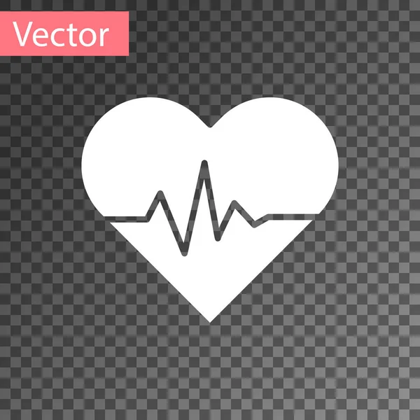 Белый значок сердечного ритма изолирован на прозрачном фоне. Знак сердцебиения. Икона пульса сердца. Значок кардиограммы. Векторная миграция — стоковый вектор
