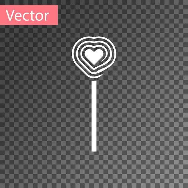 White Lollipop icon isolated on transparent background. Candy sign. Food, delicious symbol. Valentines day. Love symbol. Vector Illustration — 스톡 벡터