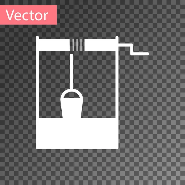 Fehér kút egy vödör és ivóvíz ikon elszigetelt átlátszó háttérrel. Vektorillusztráció — Stock Vector