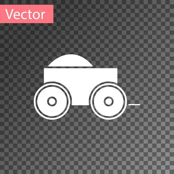 Weißer hölzerner Geländewagen mit Heusymbol, isoliert auf transparentem Hintergrund. Vektorillustration — Stockvektor