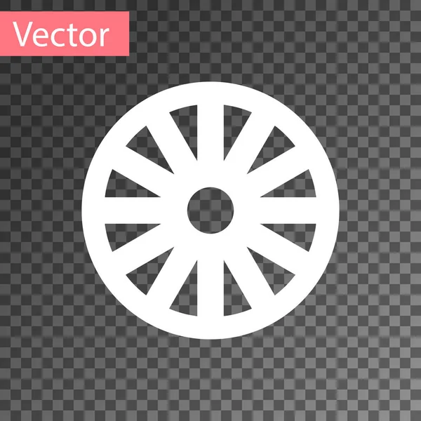 Fehér Régi fa kerék ikon elszigetelt átlátszó háttérrel. Vektorillusztráció — Stock Vector