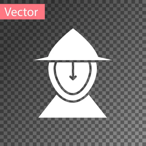 Weißer mittelalterlicher Eisenhelm für das Symbol des Kopfschutzes isoliert auf transparentem Hintergrund. Vektorillustration — Stockvektor