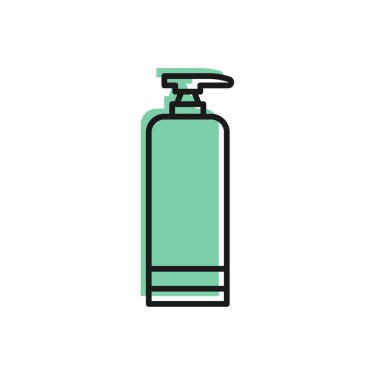 Beyaz arka planda siyah çizgi kremi ya da losyon kozmetik tüp ikonu izole edilmiş. Erkekler için vücut bakım ürünleri. Vektör İllüstrasyonu