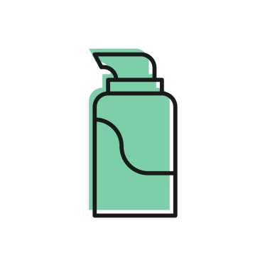 Beyaz arka planda siyah çizgi kremi ya da losyon kozmetik tüp ikonu izole edilmiş. Erkekler için vücut bakım ürünleri. Vektör İllüstrasyonu