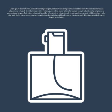 Mavi çizgi parfüm ikonu mavi arkaplanda izole edilmiş. Vektör İllüstrasyonu