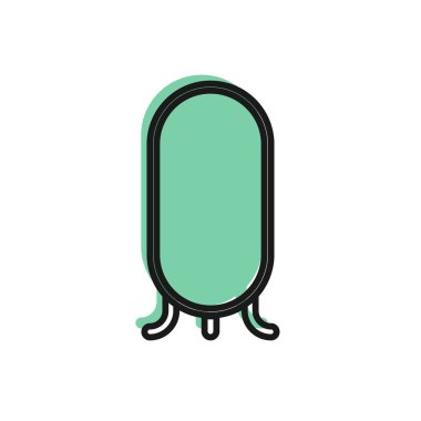 Siyah çizgi Yatak odası için büyük boy ayna, mağazalar, sahne arkası ikonu beyaz arka planda izole. Vektör İllüstrasyonu