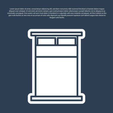 Mavi çizgi. Mavi arka planda iki ya da bir kişi için büyük yatak. Vektör İllüstrasyonu