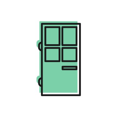 Siyah çizgi kapalı kapı simgesi beyaz arkaplanda izole edildi. Vektör İllüstrasyonu