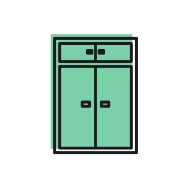 Siyah çizgi kıyafet ikonu beyaz arka planda izole edildi. Vektör İllüstrasyonu