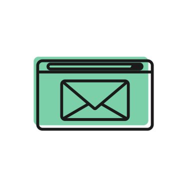 Beyaz arkaplanda siyah satır e- posta ve e- posta simgesi izole edildi. Zarf sembolü e-postası. E- posta kodu. Vektör İllüstrasyonu