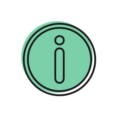 Beyaz arkaplanda siyah çizgi bilgi simgesi izole edildi. Vektör İllüstrasyonu