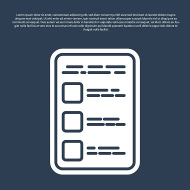 Mavi çizgi Mavi arkaplanda izole edilmiş cep telefonu simgesinde hesap ekranı oluştur. Vektör İllüstrasyonu