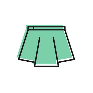 Siyah çizgi etek simgesi beyaz arkaplanda izole edildi. Vektör İllüstrasyonu