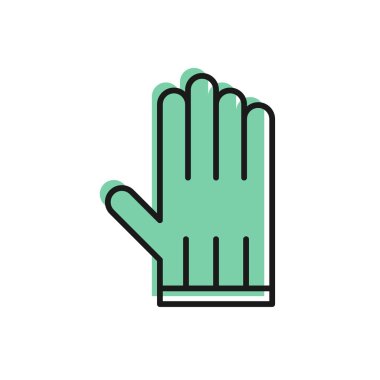 Siyah çizgili deri eldiven ikonu beyaz arkaplanda izole edilmiş. Vektör İllüstrasyonu