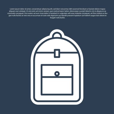 Mavi çizgi sırt çantası simgesi mavi arkaplanda izole edildi. Vektör İllüstrasyonu