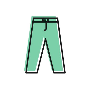 Beyaz arkaplanda siyah çizgili pantolon simgesi izole edildi. Vektör İllüstrasyonu