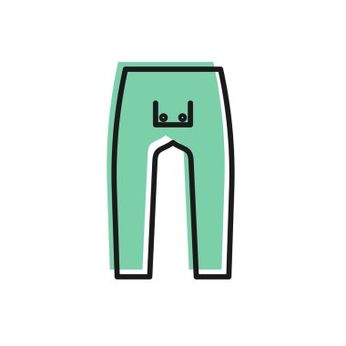 Beyaz arkaplanda siyah çizgili pantolon simgesi izole edildi. Vektör İllüstrasyonu