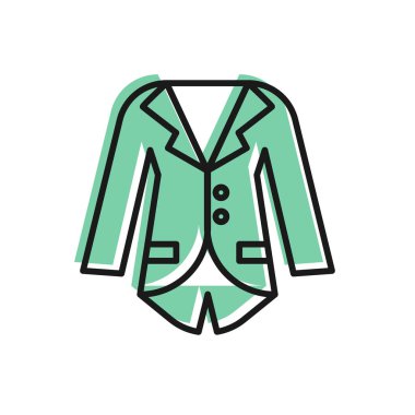 Siyah çizgili Blazer veya beyaz arkaplanda izole edilmiş ceket simgesi. Vektör İllüstrasyonu