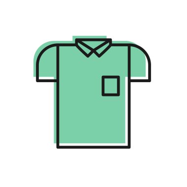 Siyah çizgili Polo tişört ikonu beyaz arkaplanda izole edilmiş. Vektör İllüstrasyonu