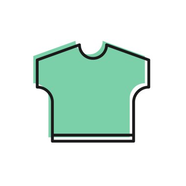 Beyaz arkaplanda siyah çizgi tişört simgesi izole edildi. Vektör İllüstrasyonu