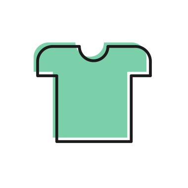 Beyaz arkaplanda siyah çizgi tişört simgesi izole edildi. Vektör İllüstrasyonu