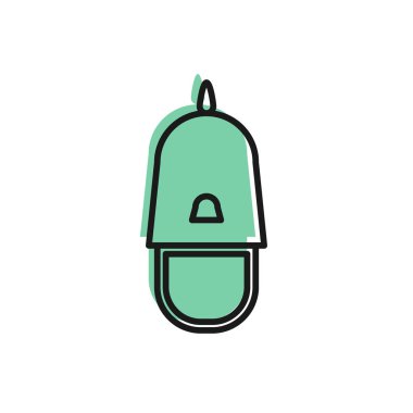 Siyah çizgi polis şapkası ve beyaz arka planda izole papağan ikonu. Polis şapkası işareti. Vektör İllüstrasyonu